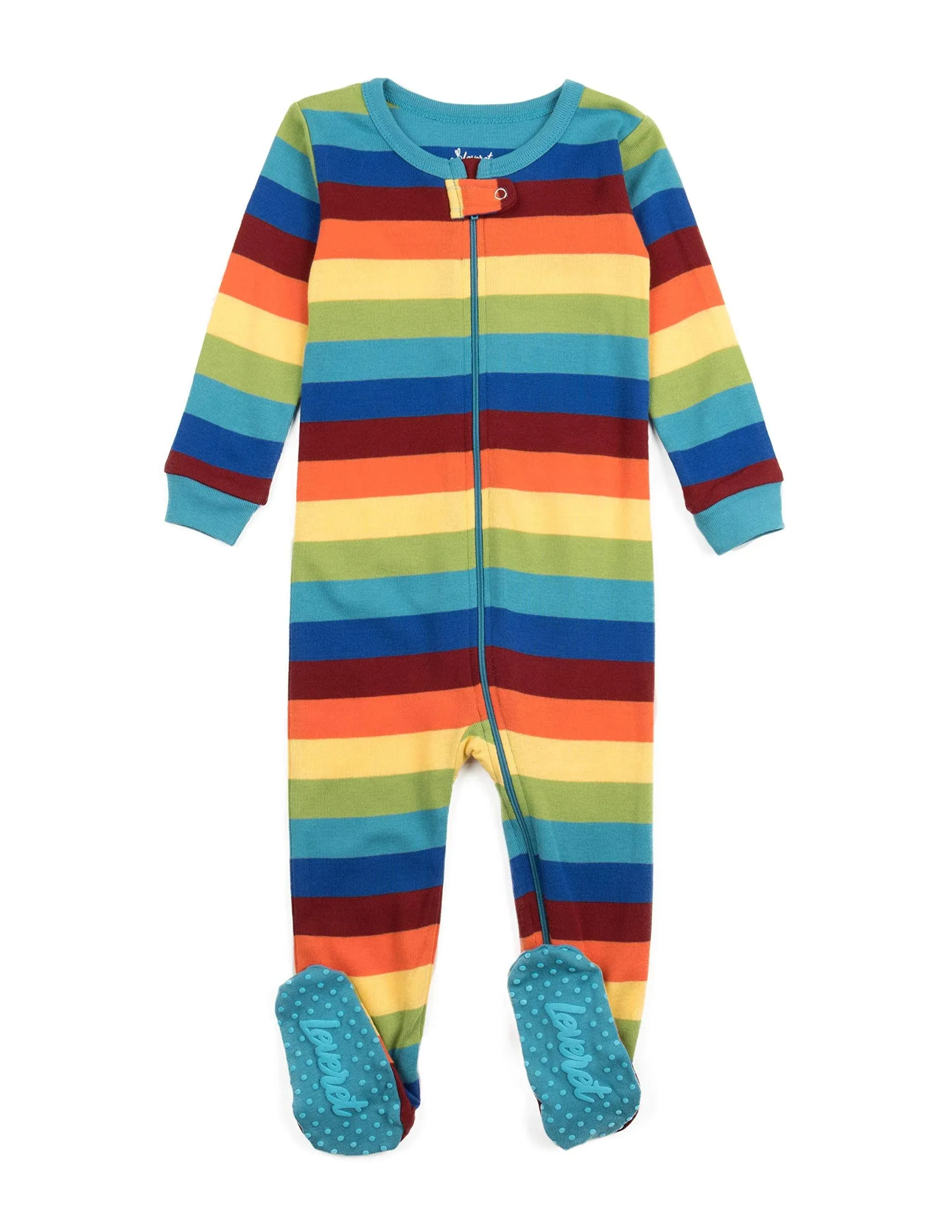 Kids Footed Cotton Pajamas Boys Striped