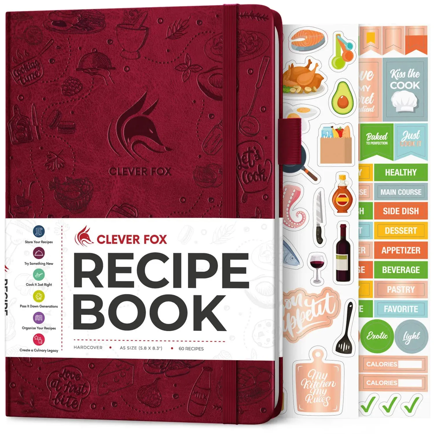 Clever Fox Recipe Book – Make Your Own Family Cookbook – Blank Recipe Notebook Organizer – Empty Cooking Journal to Write In Recipes – Large Size, 8.5”x11.2”, Hardcover, Black