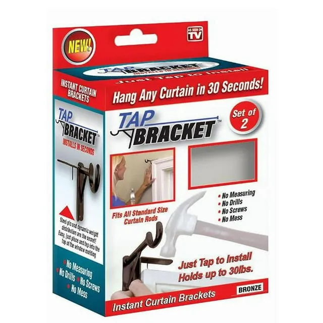 Tap Bracket 30 lbs As Seen On TV Steel Curtain Bracket, Bronze