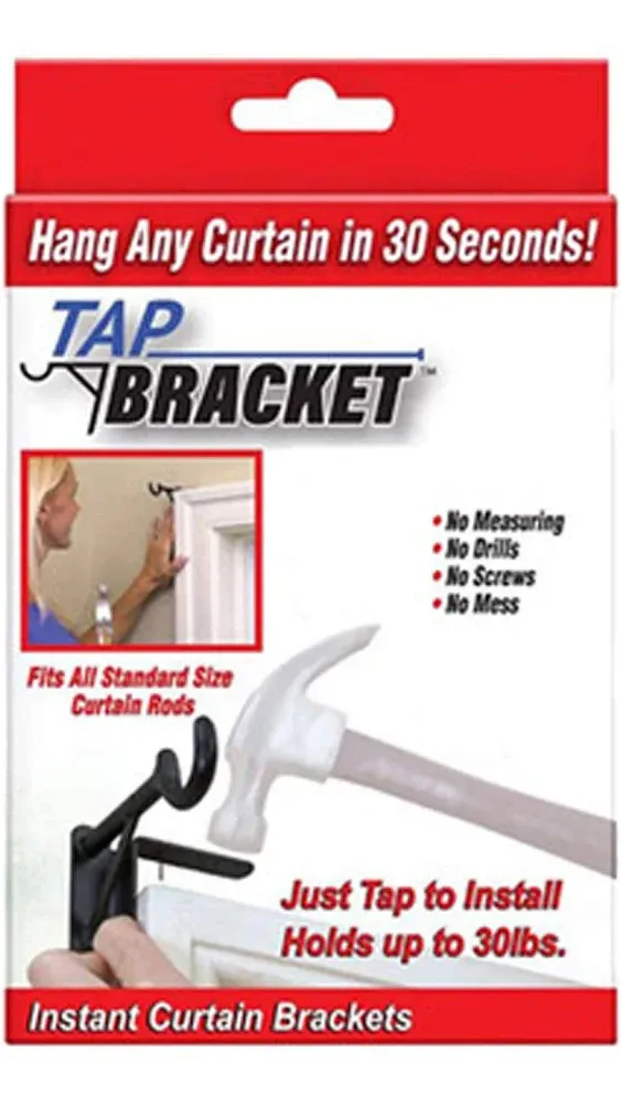 Spark Innovators Tap Bracket - As Seen On TV! BEST Instant Curtain Brackets, Black