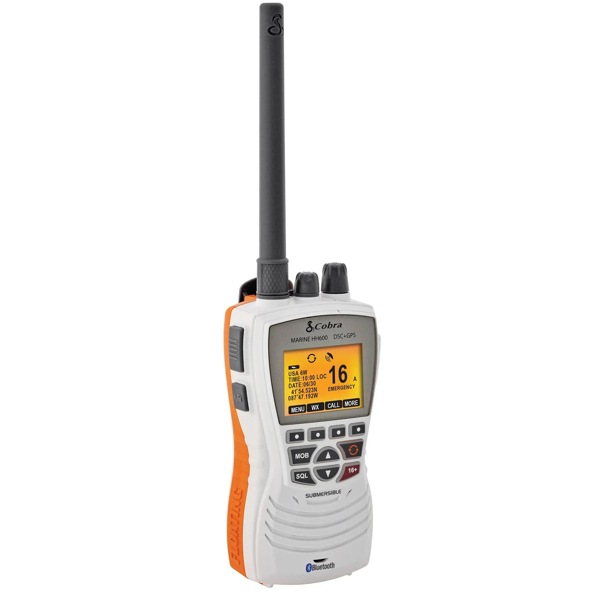 Cobra Mr HH600W Floating GPS VHF Radio w-Bluetooth - White