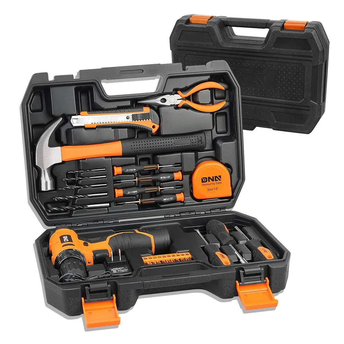 DNA Motoring Orange 27 Pcs 12V 1300mAh Lithium Cordless Drill & Home Hand Repair ...