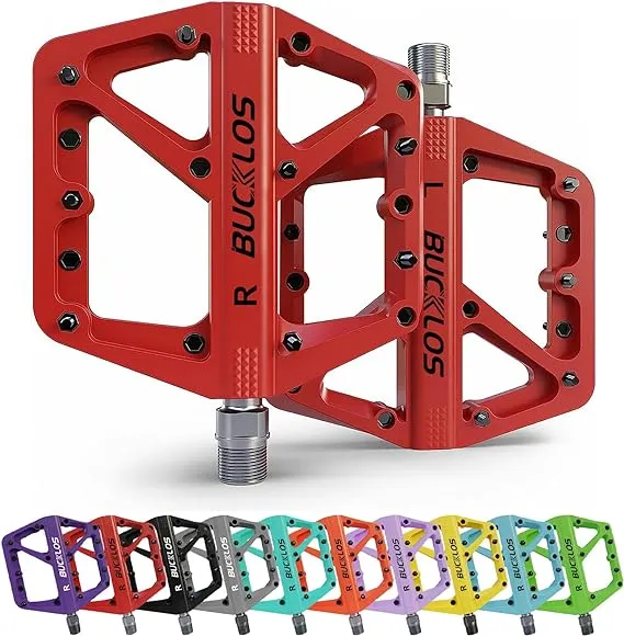 BUCKLOS Mountain Bike Pedals MTB Pedals Flat, Adult Bicycle Road Bike Large Platform Nylon Non-Slip Pedal for Gravel Bike/Hybrid Bike 9/16"