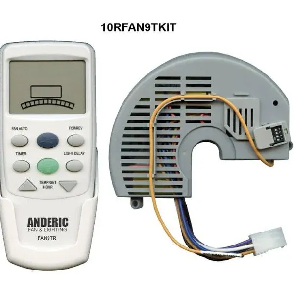 Anderic FAN-9T with REVERSE key Thermostatic Remote Control KIT with FAN-10R Receiver KIT for Hampton Bay Ceiling Fans - FAN9T FAN10R KIT (FCC ID: L3HFAN9T, PN: FAN9TR, Works receiver FAN10R, FAN-10R)