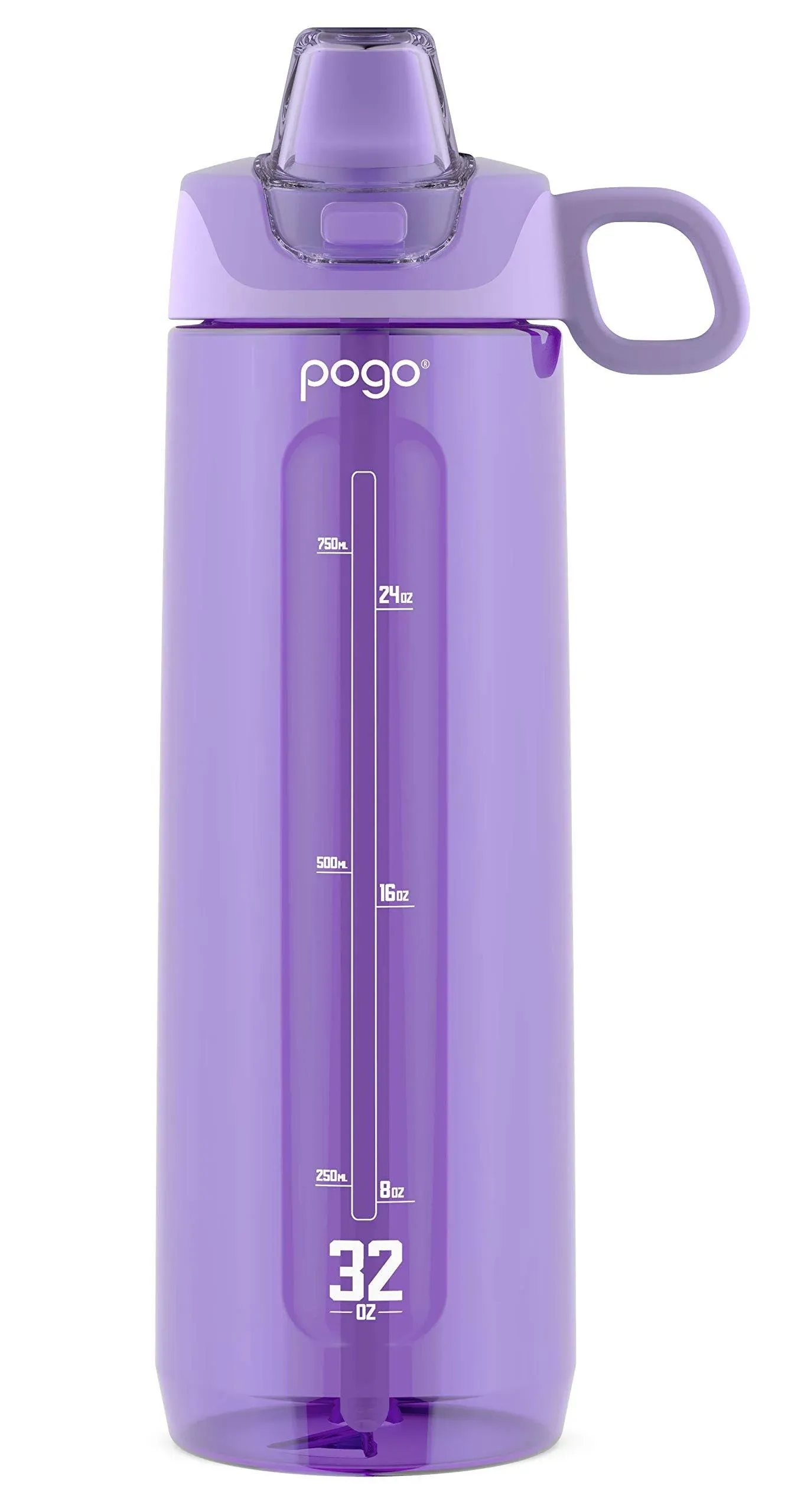 Pogo Sport Tritan Plastic Water Bottle 32oz Lilac PBA-FREE Sport Straw Flip Lid