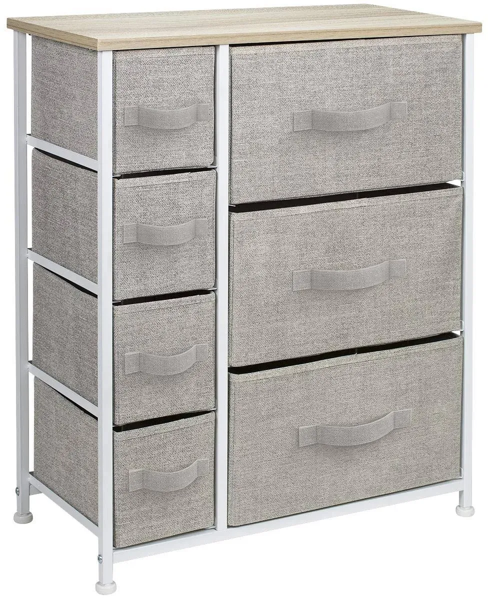 Sorbus Dresser with 7 Drawers - Chest Organizer Tower Unit with Steel Frame, Wood Top, Easy Pull Fabric Bins - Storage Furniture for Bedroom, Hallway, Closet & Office Organization