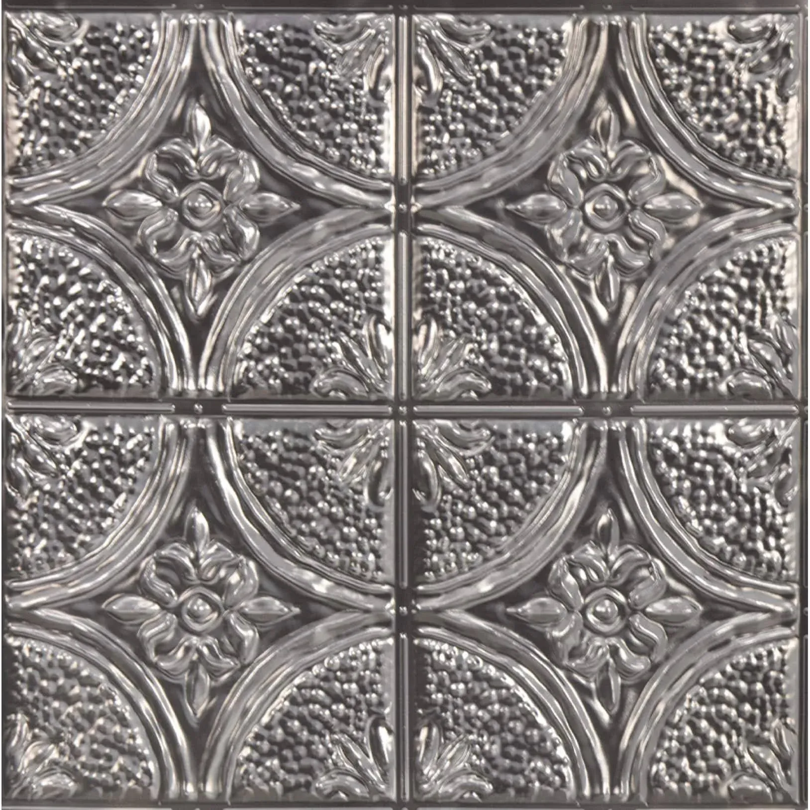 Inhome Camden Antique Silver Faux Tin Peel & Stick Backsplash Tiles