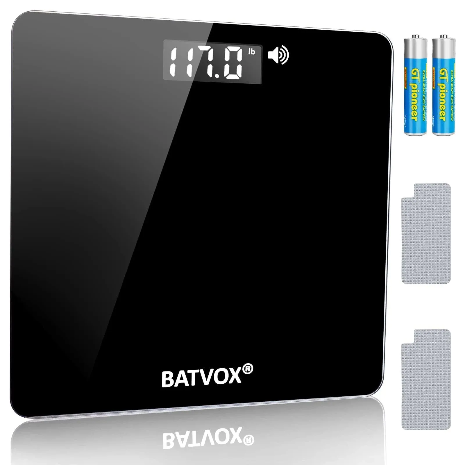 BATVOX Wide Talking Scales for Body Weight Accurate Digital Talking Bathroom Body Scale，Large LCD Screen，400 lb，Auto On & Off for Elderly Or Visually Impaired, includes Batteries