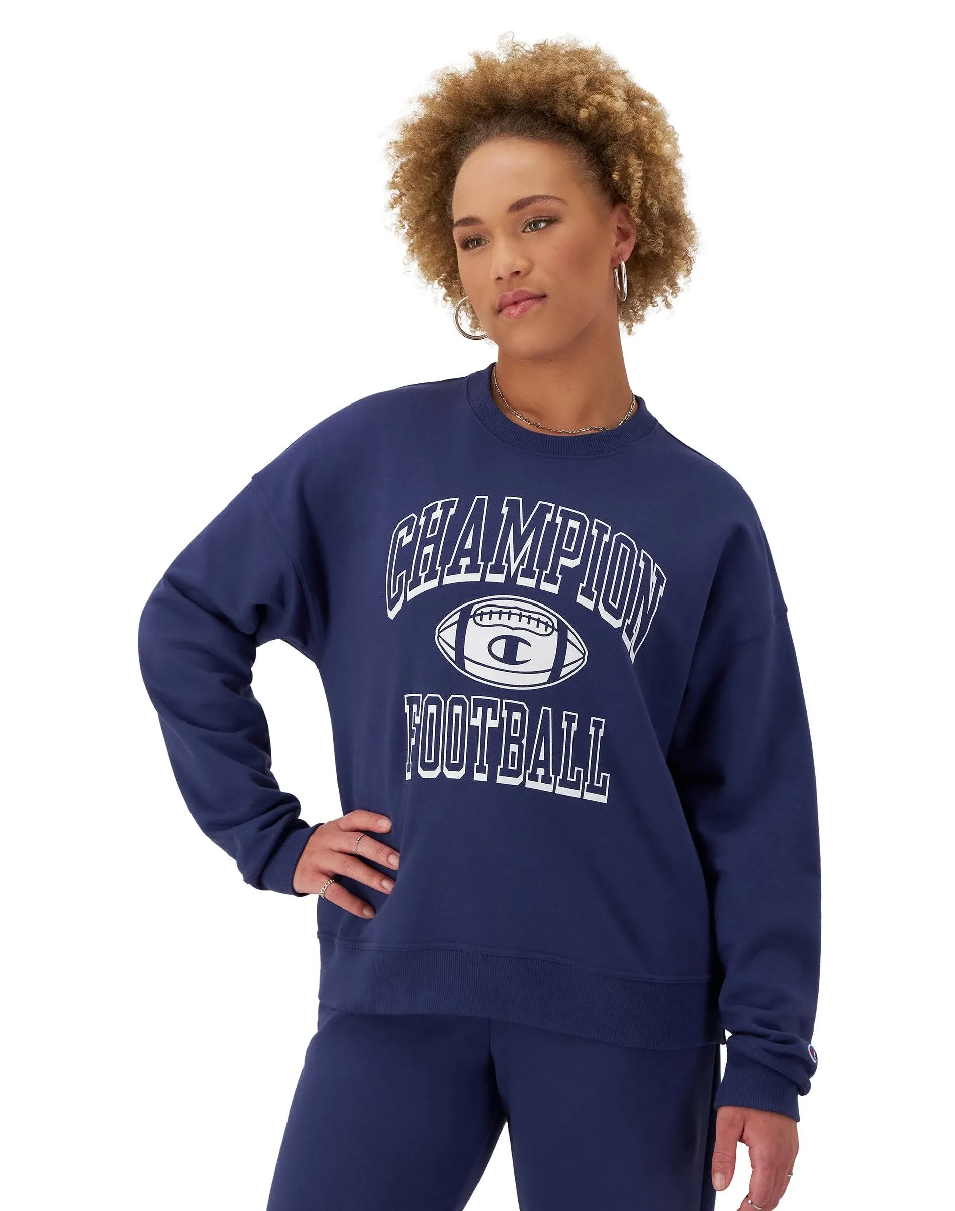 Champion Women's Powerblend Relaxed Crewneck Sweatshirt - Blown Glass Blue - Size S