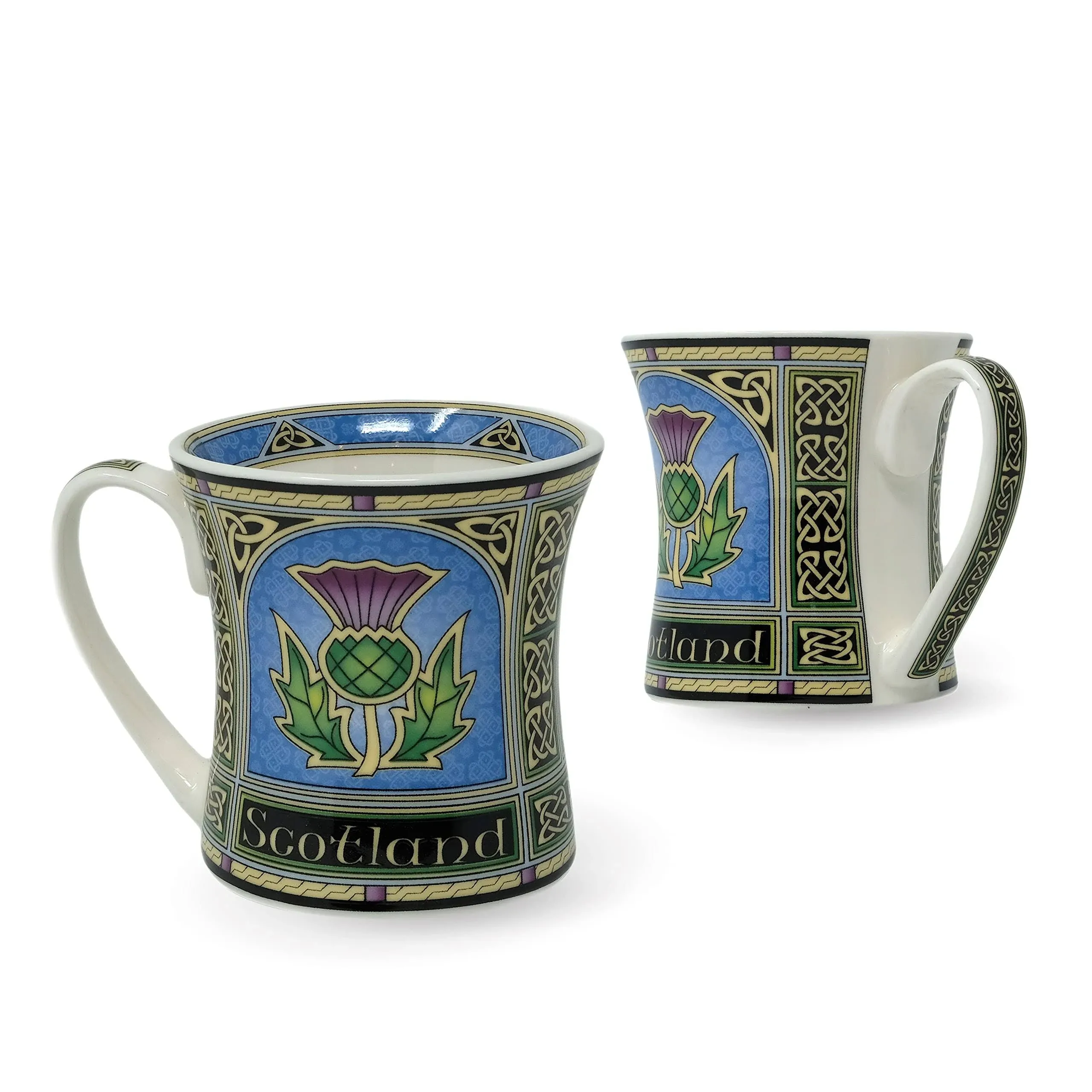 Royal Tara Set of 2 Scotland Mug with Thistle New Bone China Scottish Blue 