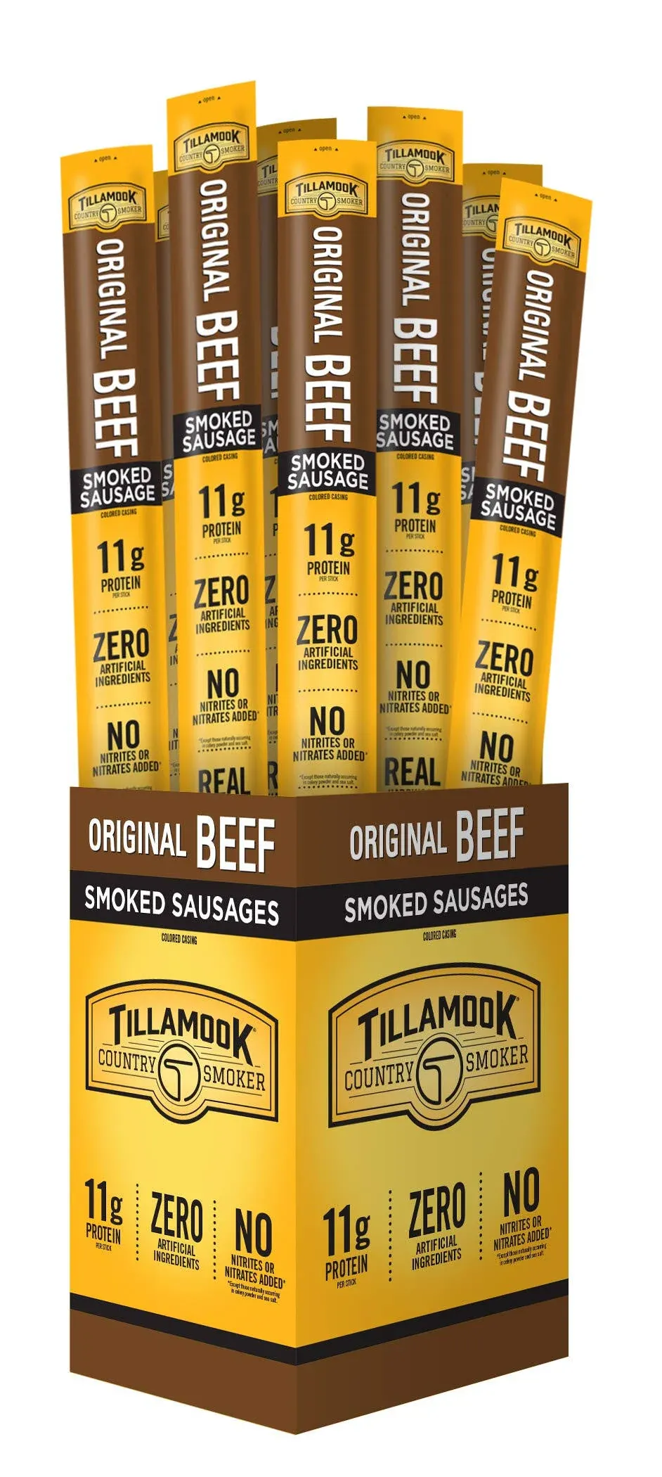 Tillamook Country Smoker Real Hardwood Smoked Sausages, Original Beef, 1.25 Ounce, 24 Count