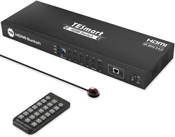 TESmart 16 Port HDMI Switch 4K UHD 3840x2160@60Hz HDMI Switcher Box with RS232 ...