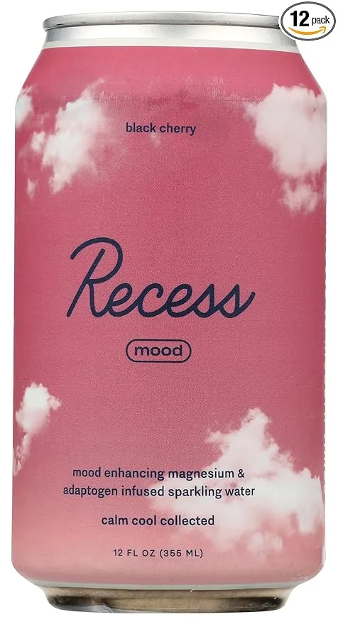 Recess Mood Magnesium Infused Sparkling Water Black Cherry 12 fl oz Each / Pack of 12