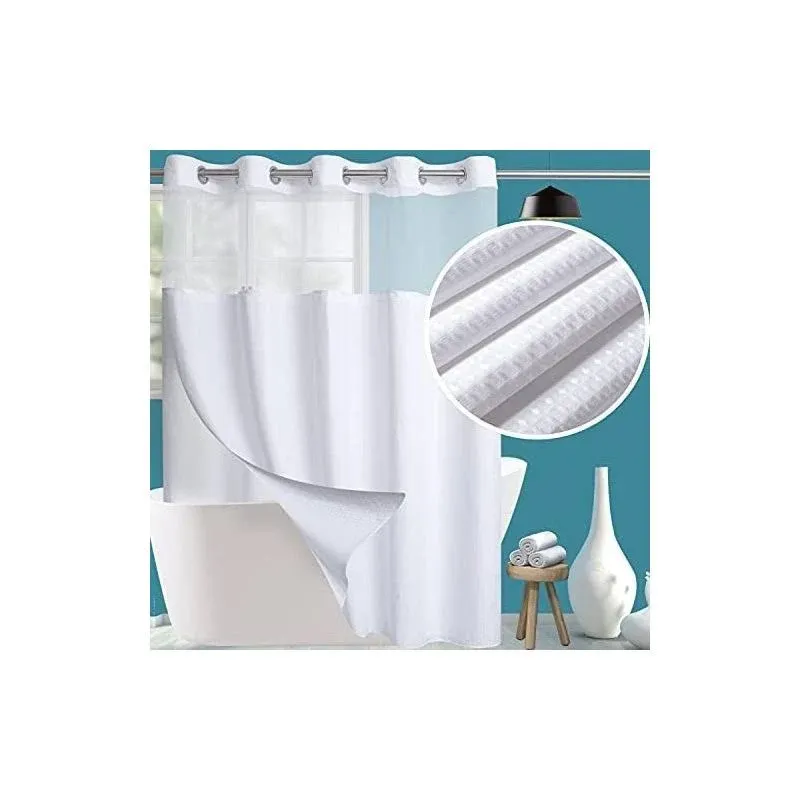 Hotel Grade Fabric Shower Curtain Set with Snap in Liner for Bathroom with