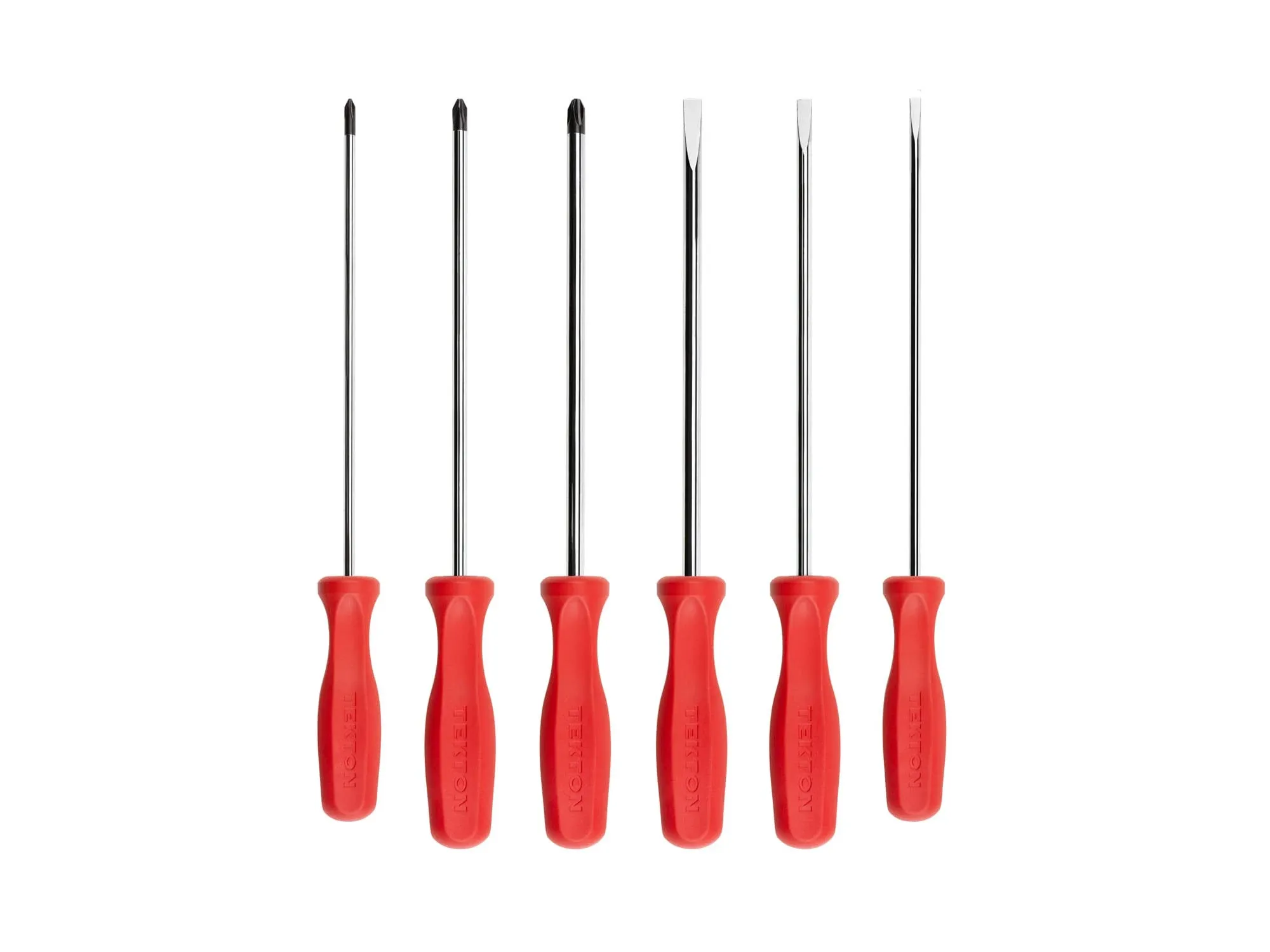 TEKTON Long Hard Handle Screwdriver Set, 6-Piece (#1-#3, 3/16-5/16 in.) | DRV42025 | Made in USA