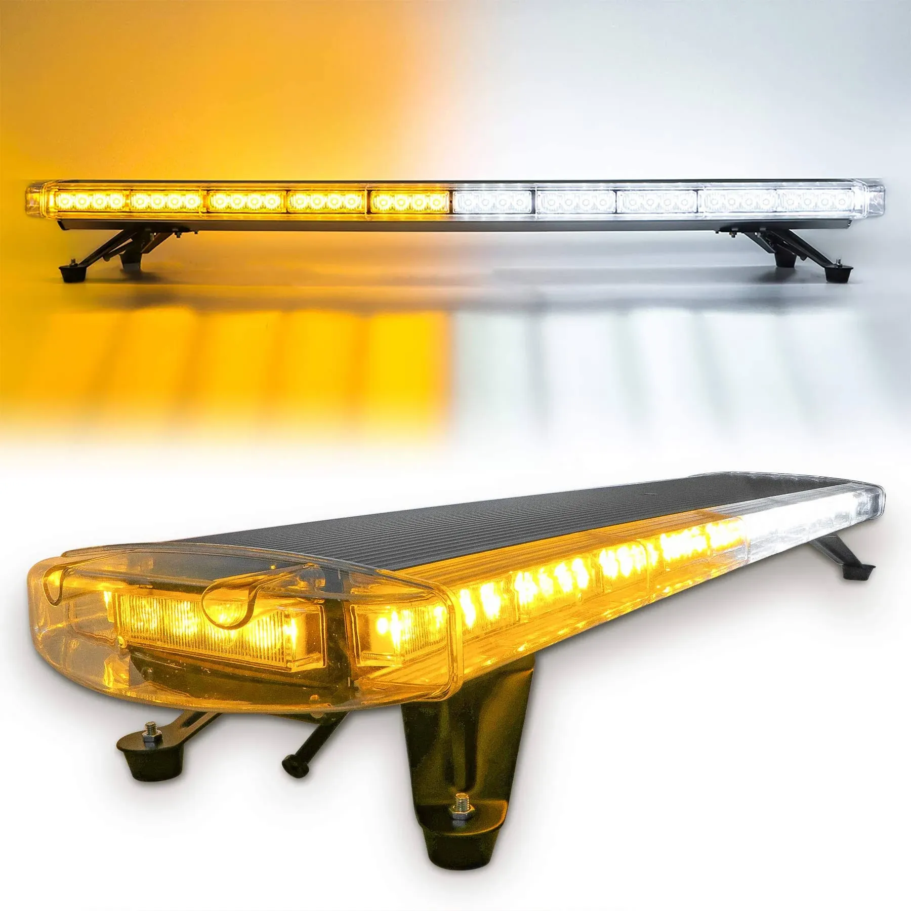 47" 88LED Extreme Bright Intensity Construction Emergency Warning Beacon Strobe Light Bar Rooftop Low Profile Law Enforcement Hazard Flashing for Tow Work Truck Vehicle Amber/White/Amber