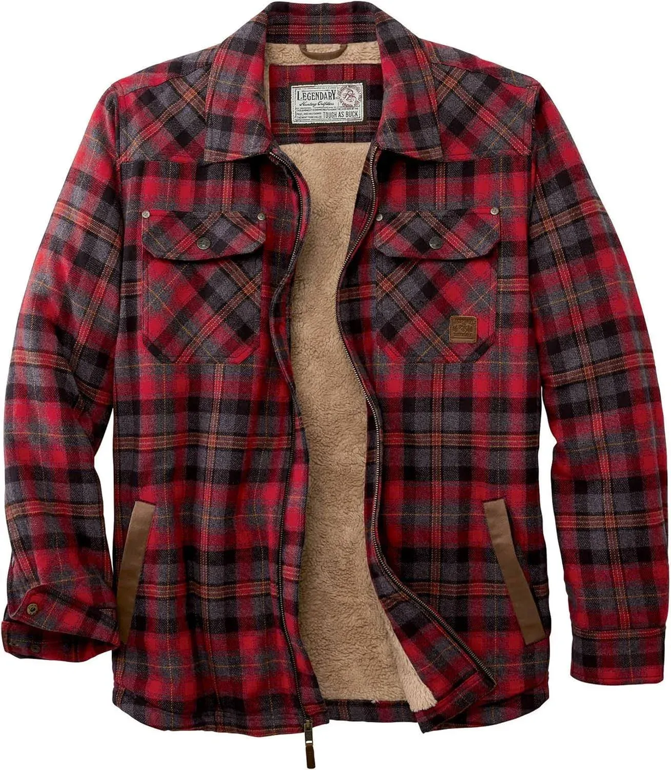 Legendary Whitetails Men's Tough As Buck Sherpa Lined Flannel Shirt Jacket