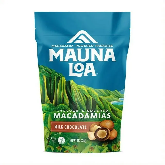 Mauna Loa Premium Hawaiian Chocolate Covered Macadamia Nuts, Milk Chocolate Toffee, Cocoa Dusted, 8 Oz Bag (Pack of 1)