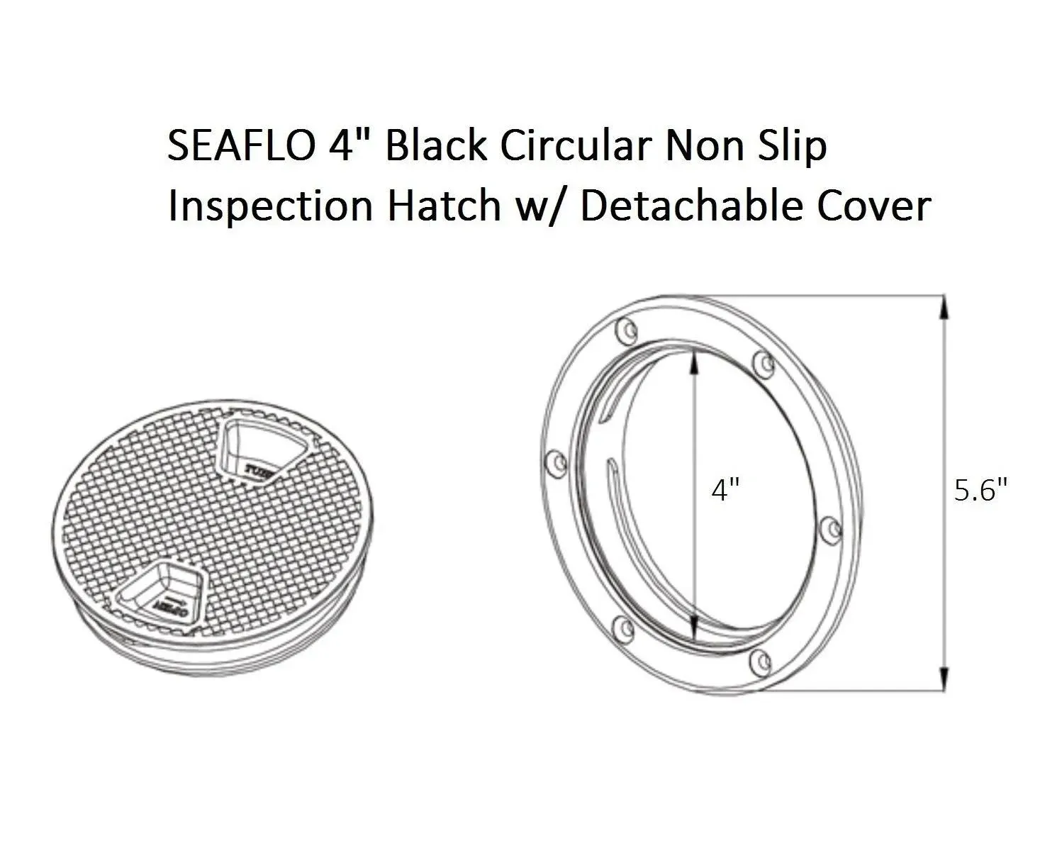 SEAFLO 4" - 8" Black Circular Non Slip Inspection Hatch w/Detachable Cover