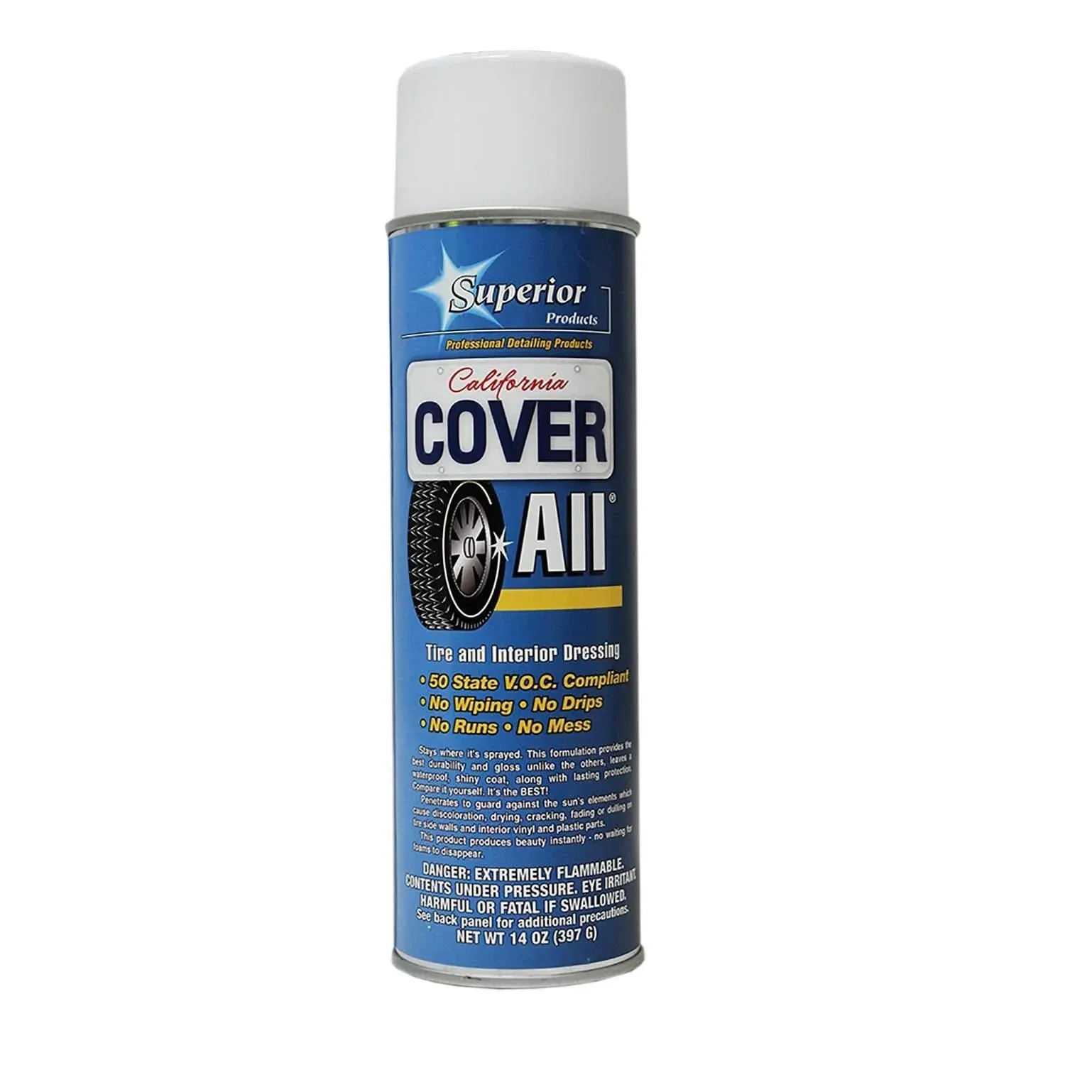 California Cover All Automotive Tire Shine Aerosol Spray Can & Professional Grade -Tire Dressing - High Gloss - Water Repellent & Made in America (14 oz)