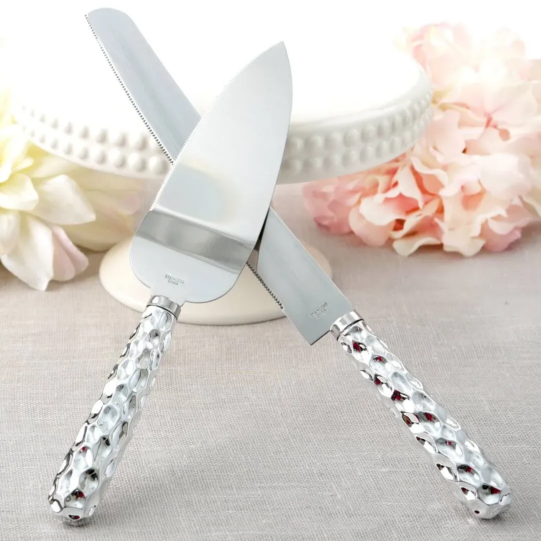 Hammered Design Handle Cake Knife & Server Set