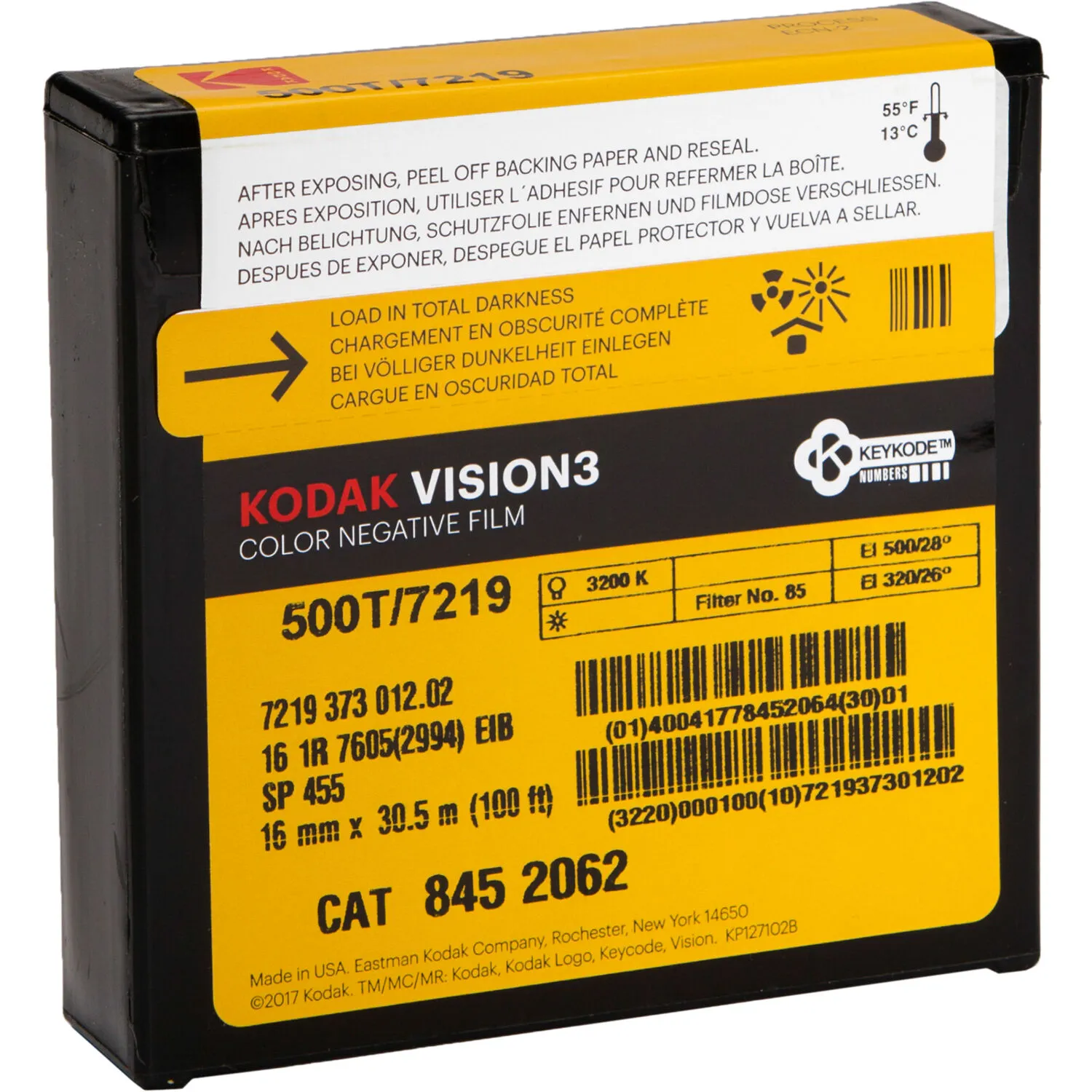 Kodak VISION3 500T/7219 Color Negative Film, SP464 Super 8 Cartridge, 50' Roll