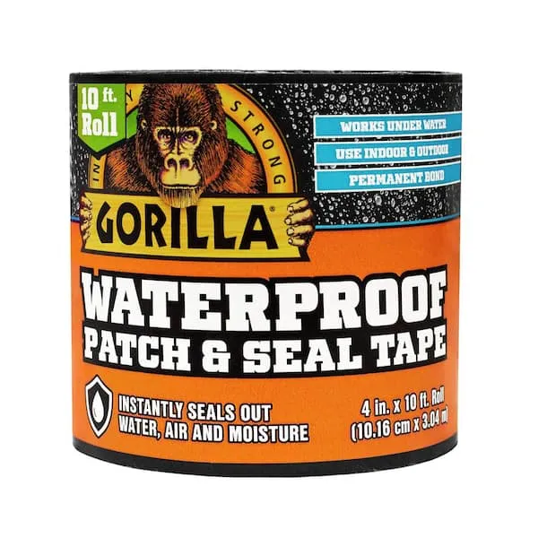 Gorilla 4 in x 10 ft Black Waterproof Patch & Seal Tape