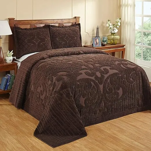 Better Trends Ashton Chenille Bedspread Twin Chocolate