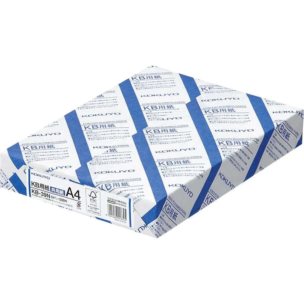 Kokuyo KB Paper Both FSC-Certified Paper 64G A4 500 Sheets KB-39N (Japan Import)