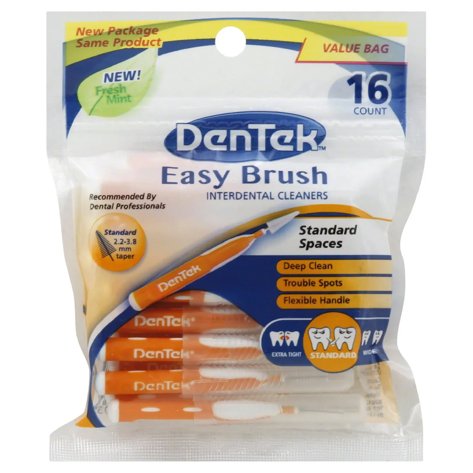 DenTek Easy Brush Interdental Cleaners, Standard, 16 Count, (Pack of 3)