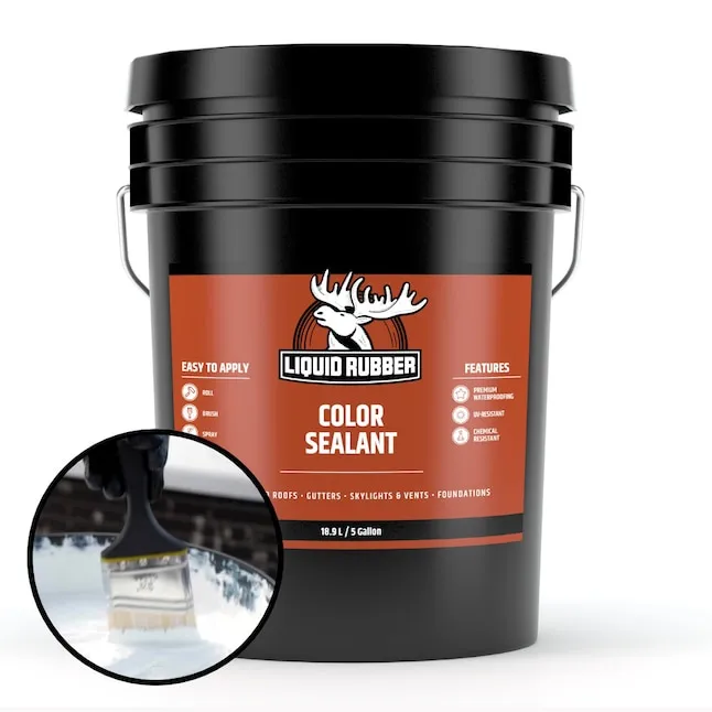 Liquid Rubber Color Sealant Dark Gray Flat Solid Water-based Mildew Resistant Mold Resistant Interior/Exterior Waterproofer (5-Gallon) Lowes.com