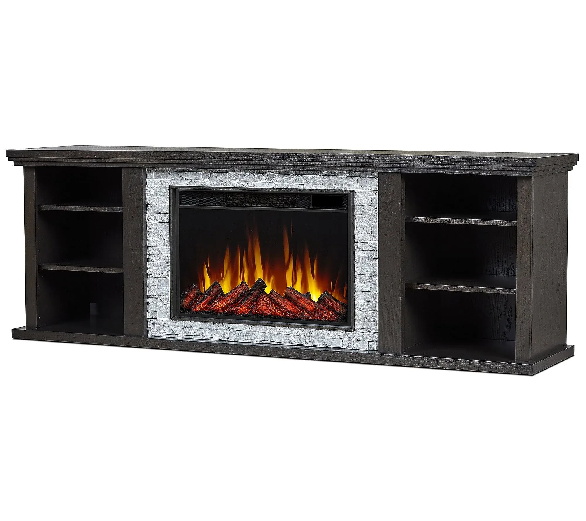 Real Flame Kenai 72" Modern Wood Slim Electric Fireplace in Dark Oak - Transitional - Entertainment Centers And Tv Stands - by Homesquare | Houzz