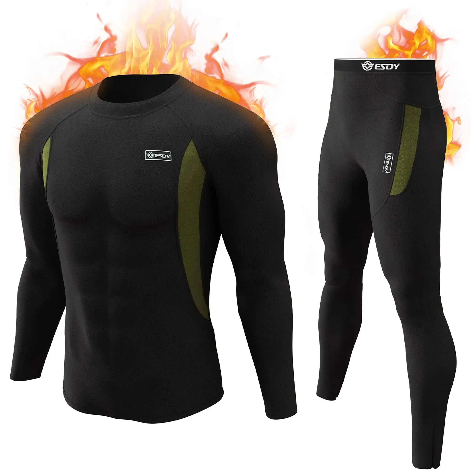 romision Thermal Underwear for Men, Fleece Lined Long Johns Hunting Gear Base ...