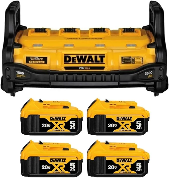 DeWalt DCB1800B Portable Power Station with 4 DCB205 20V Max XR 50Ah Batteries