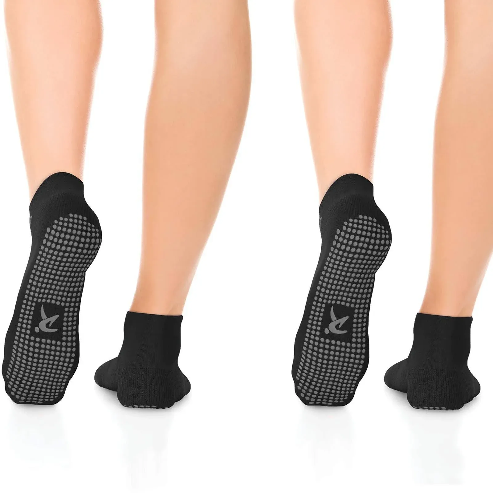 Rymora Non Slip Grip Socks for Women &amp; Men - Pilates Socks, Medium, Black 