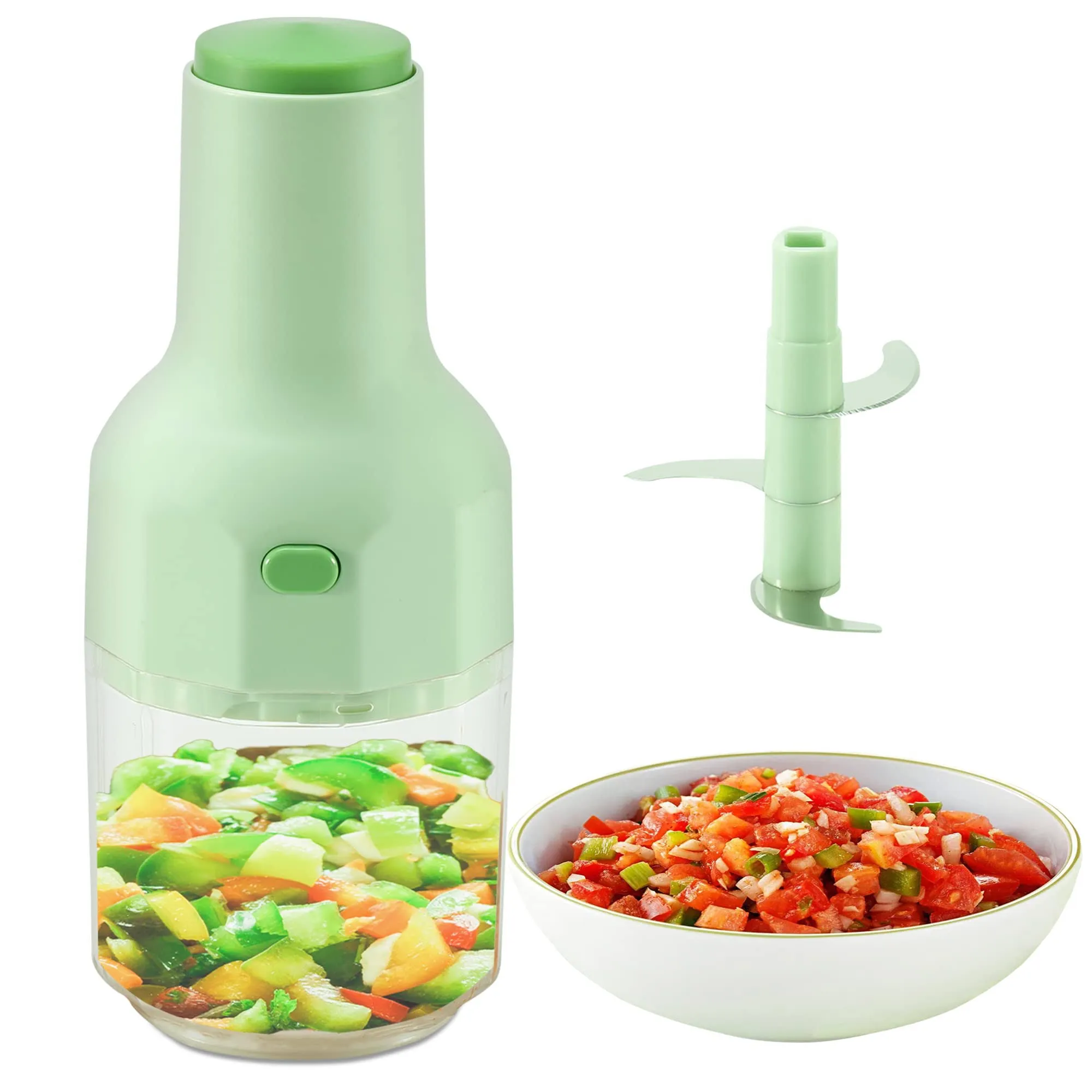 Brieftons Express Manual Food Chopper: 2-Cup, Hand Chopper Vegetable Cutter to Chop Veggies, Fruits, Herbs, Garlic Onion Chopper for Salsa, Salad, Pesto, Hummus, Guacamole, Coleslaw, Indian Cooking