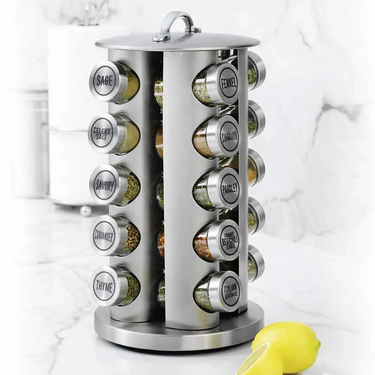 Kamenstein 20 Jar Revolving Stainless Steel Spice Rack