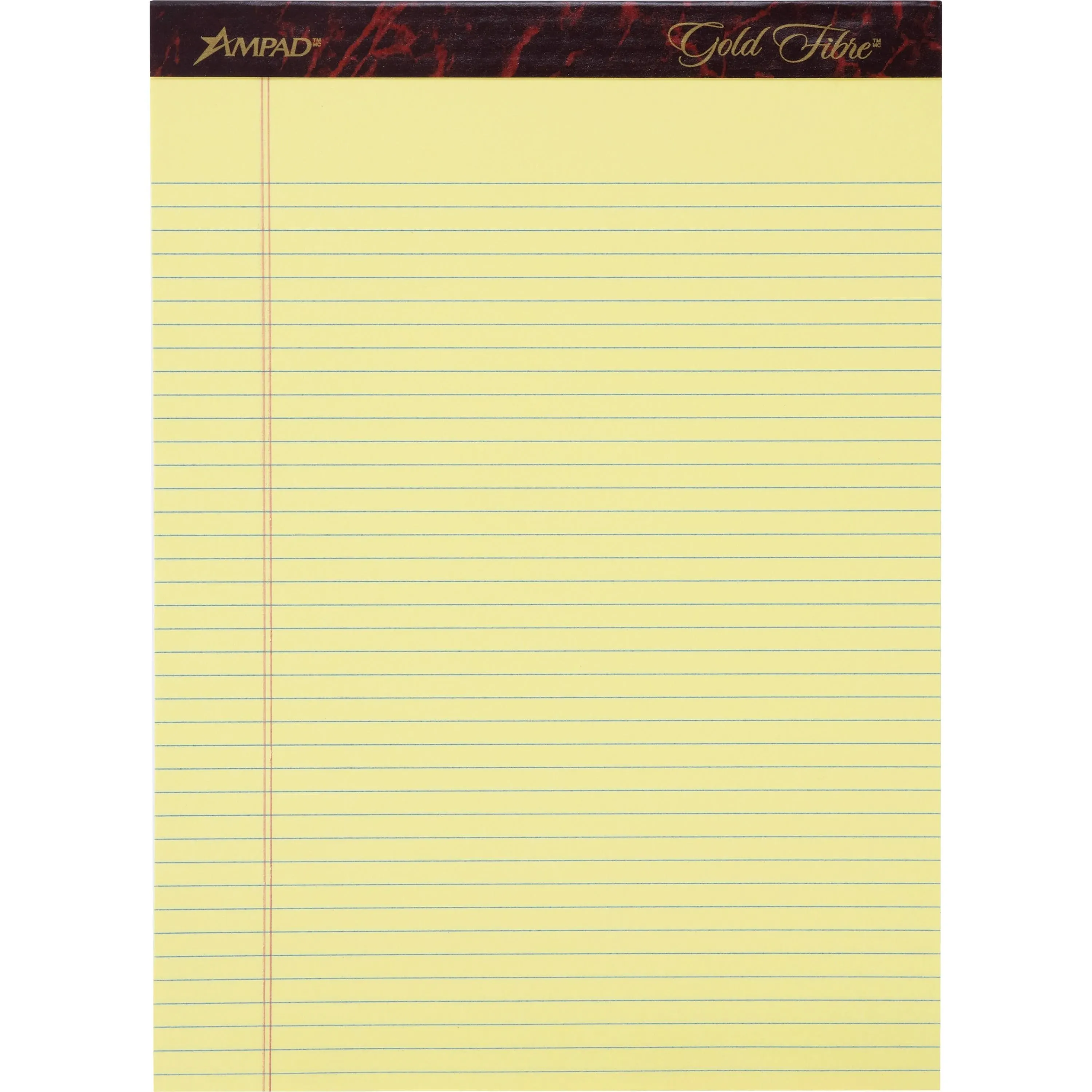 Ampad Gold Fibre Writing Pads, Narrow Rule, 8.5 x 11.75, Canary, 50 Sheets, Dozen