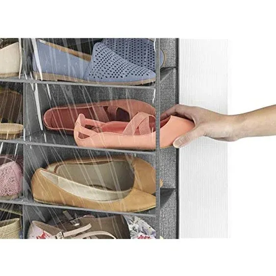 Whitmor Over The Door Shoe Shelves - 26 Sections - Crosshatch Gray