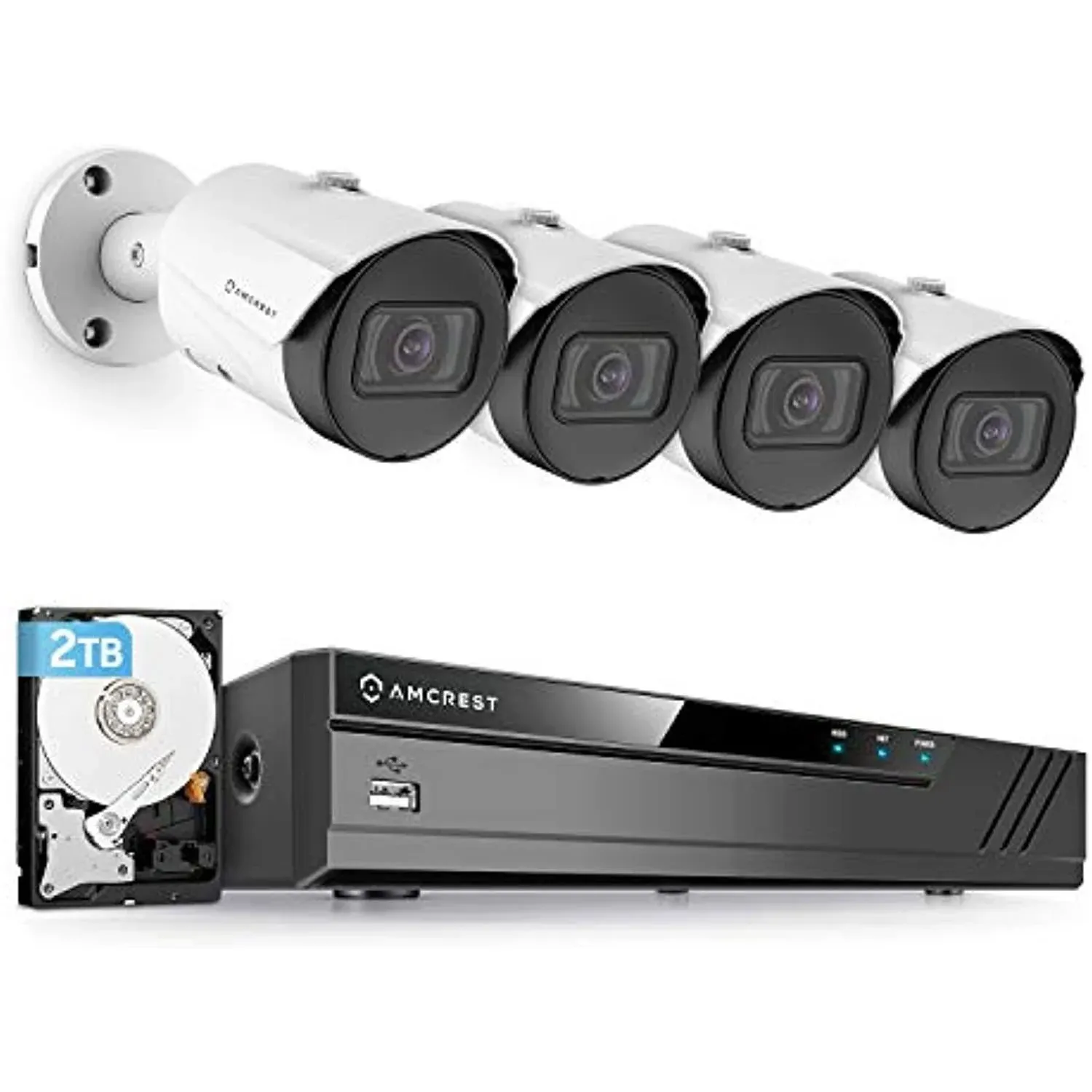 Amcrest 5MP Security System 8CH PoE NVR 4x 5MP Bullet PoE Cameras 2TB