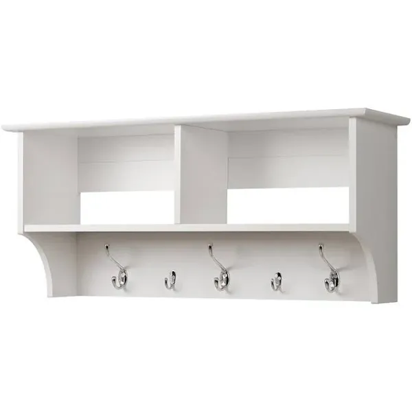 Prepac Hanging Entryway Coat Rack Shelf, White