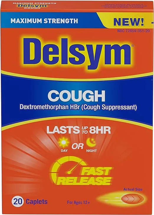 Maximum Strength Cough Suppressant, Fast Release Caplets, Lasts up to 8 Hour ...