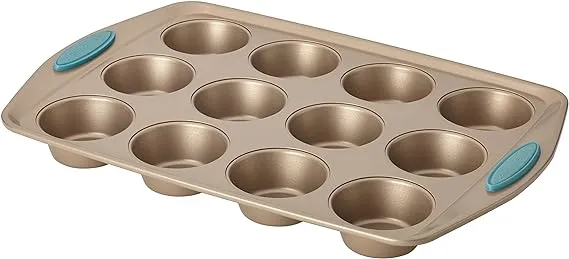 Rachael Ray Cucina Nonstick 12-Cup Muffin Tin With Grips / Nonstick 12-Cup Cupcake Tin With Grips - 12 Cup, Brown