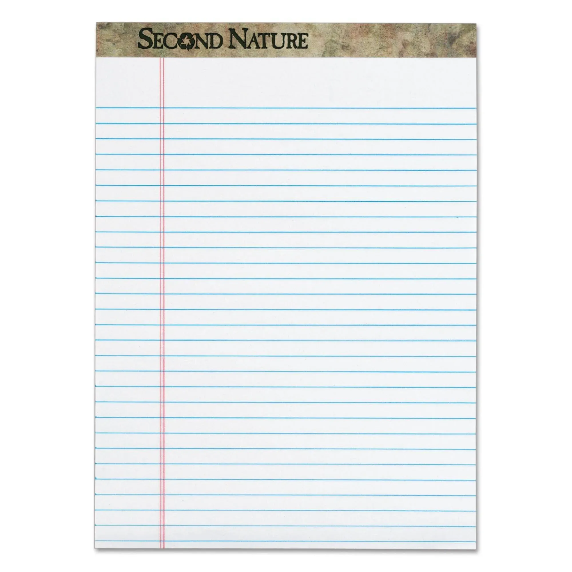 TOPS� Second Nature Recycled Pad, Legal Margin/Rule, Letter, White, 50-Sheet, Dozen TOP74880