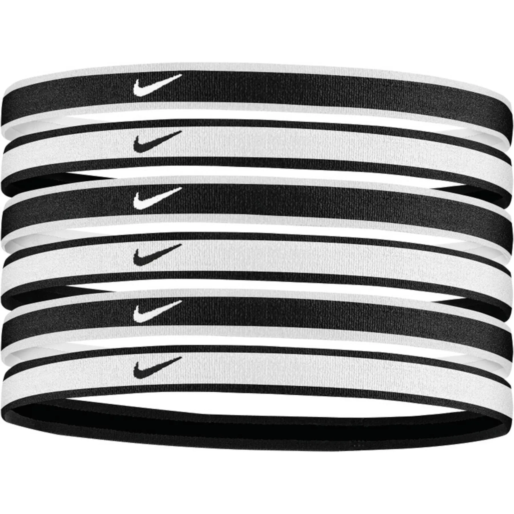 Nike Swoosh Sport Headbands 6 Pack - White/Black