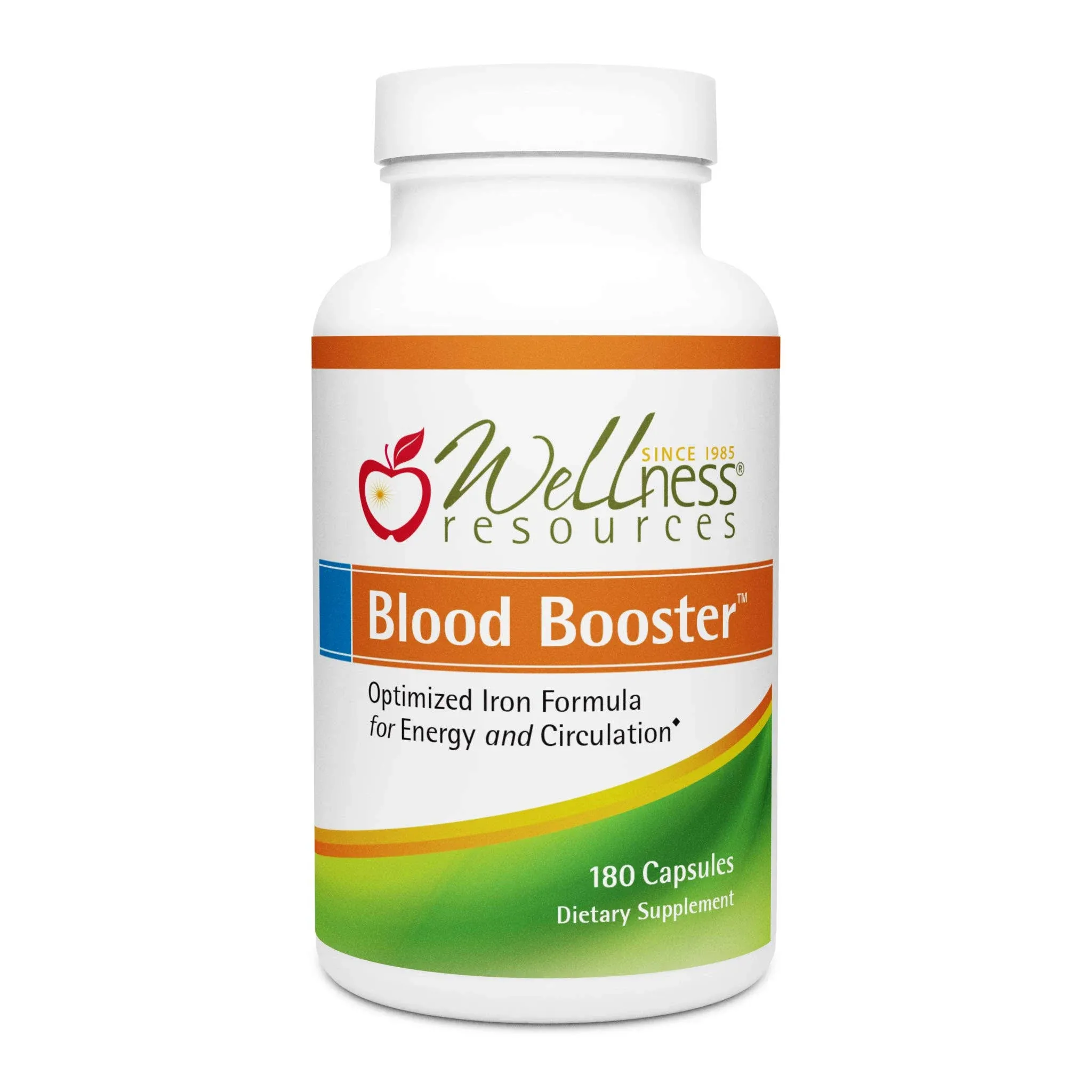 Blood Booster Iron Supplement for Energy and Fatigue - Gentle, Non-constipating Iron, Methylfolate and Other coenzyme B Vitamins (180 caps - Vegan, Gluten Free, Non-GMO)