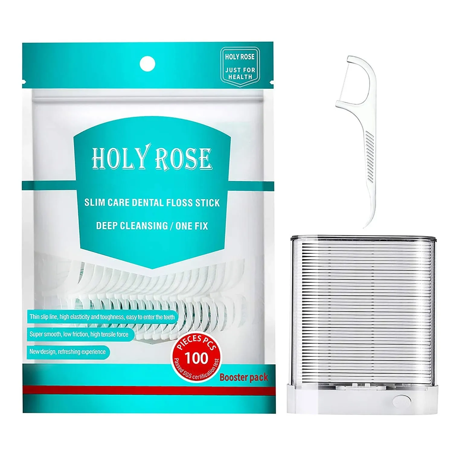 Holy rose Portable Dental Floss Picks Dispenser 2Box,Travel Floss Storage Case with Adult Toothpicks Flosser Sticks 80 Count,Portable Floss Case for Oral Care Teeth Cleaning Perfect Tool (Whit)