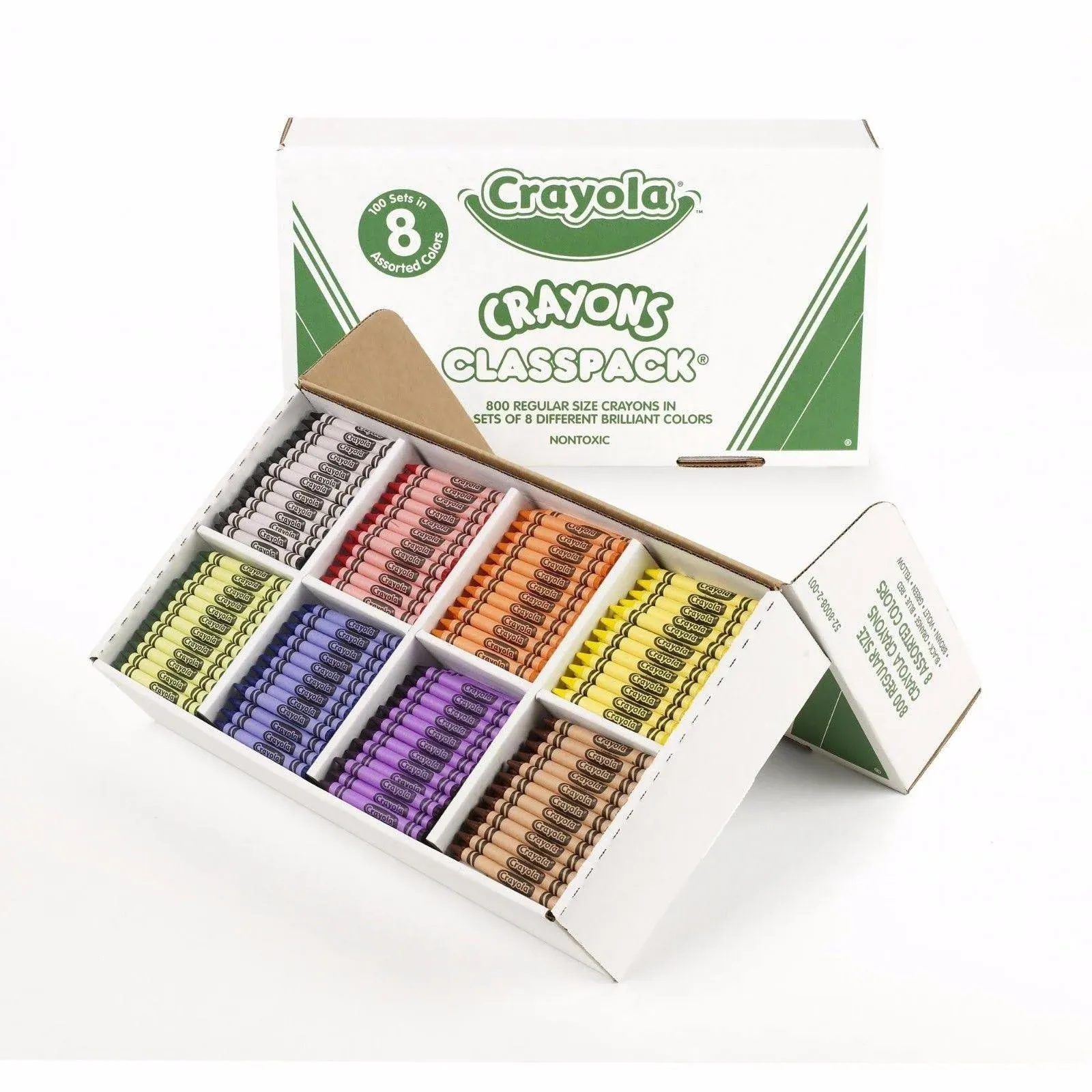 Crayola Classpack Regular Crayons, 8 Colors, 800/BX, Assorted