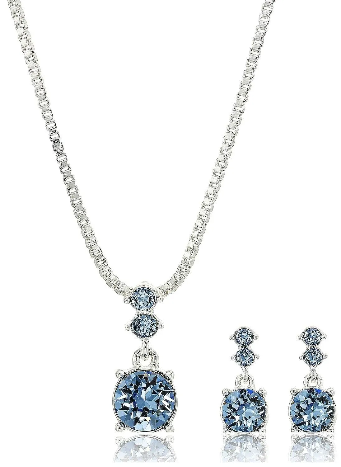 Nine West Silver-Tone Blue Boxed Necklace Set