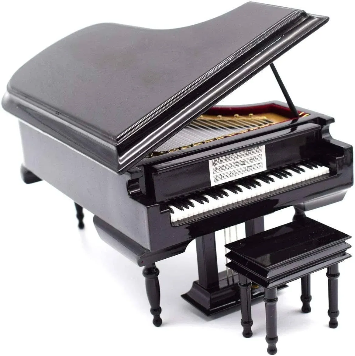 SHTWX Piano Music Box with Bench and Black Case